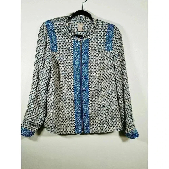 Chico's Tweed Jacket Size 1. Zip Front, lightweight - Picture 2 of 7